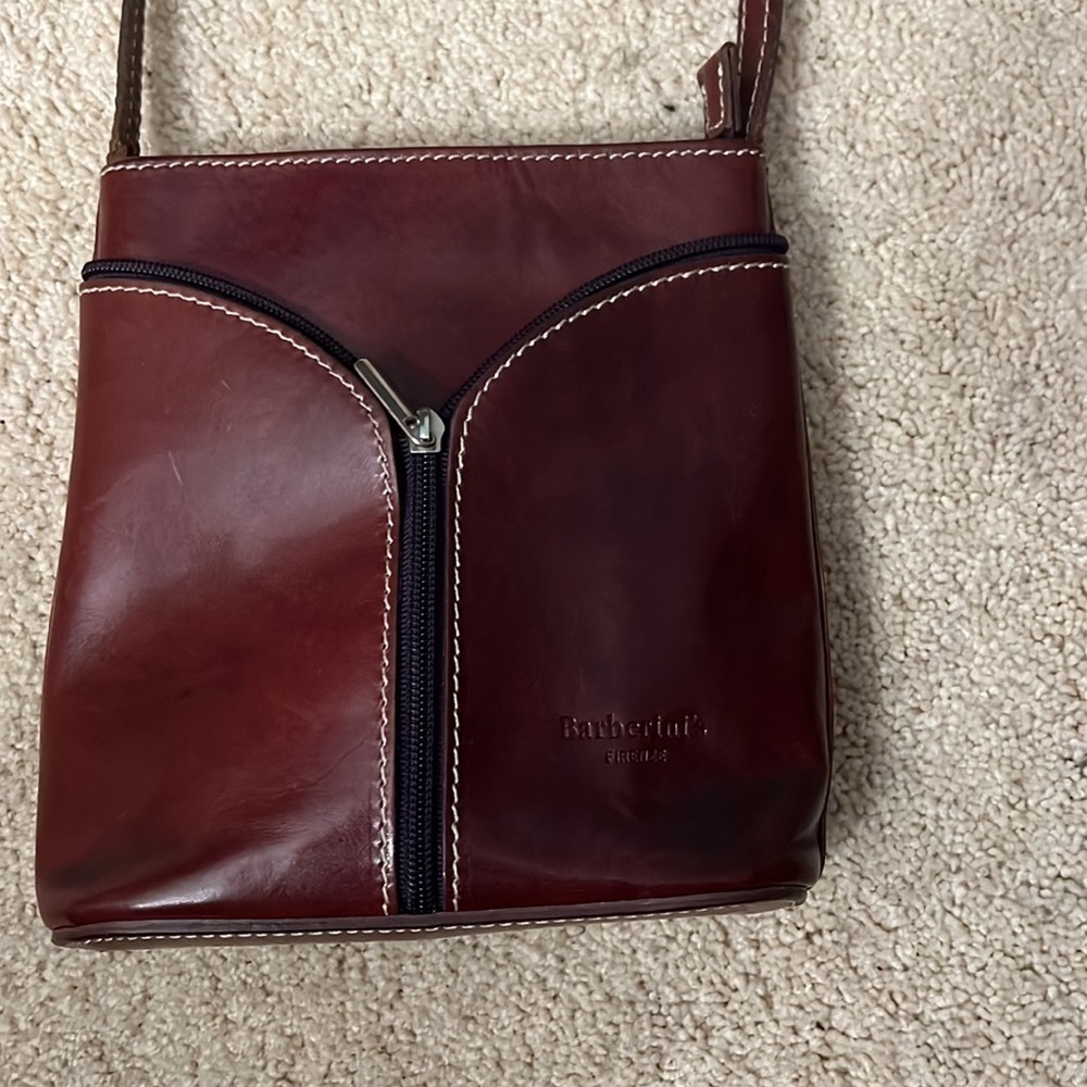 Genuine Leather made in Italy Burgundy crossbody bag - Picture 2 of 10